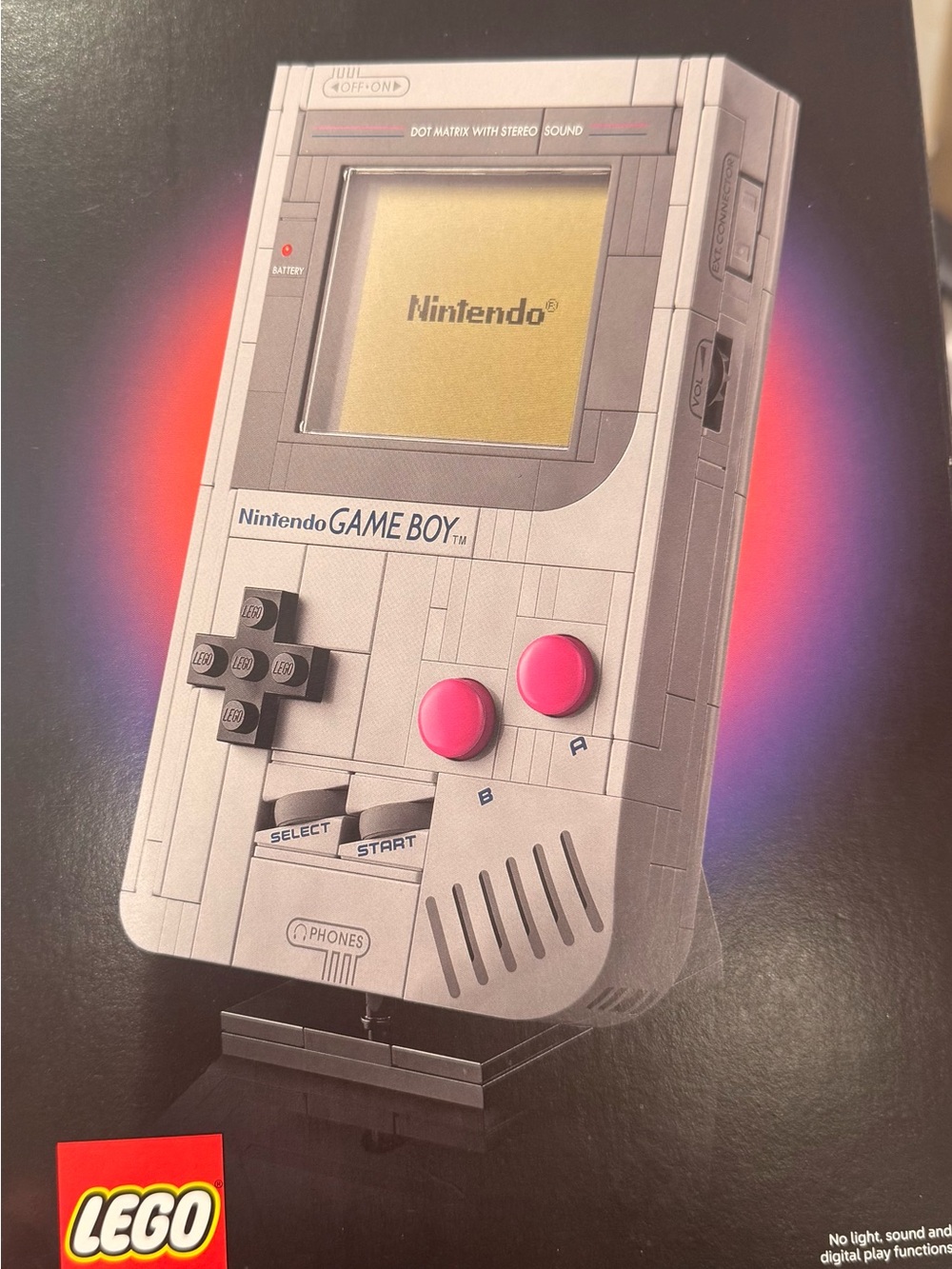 Nintendo Game Boy (Gray with Pink Buttons) LEGO Display Model